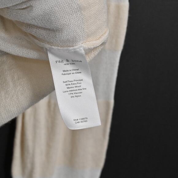 RAG BONE Womens Sweater Merino Wool Size M Vivi Crew Lightweight Stripe Neutral - Picture 8 of 12